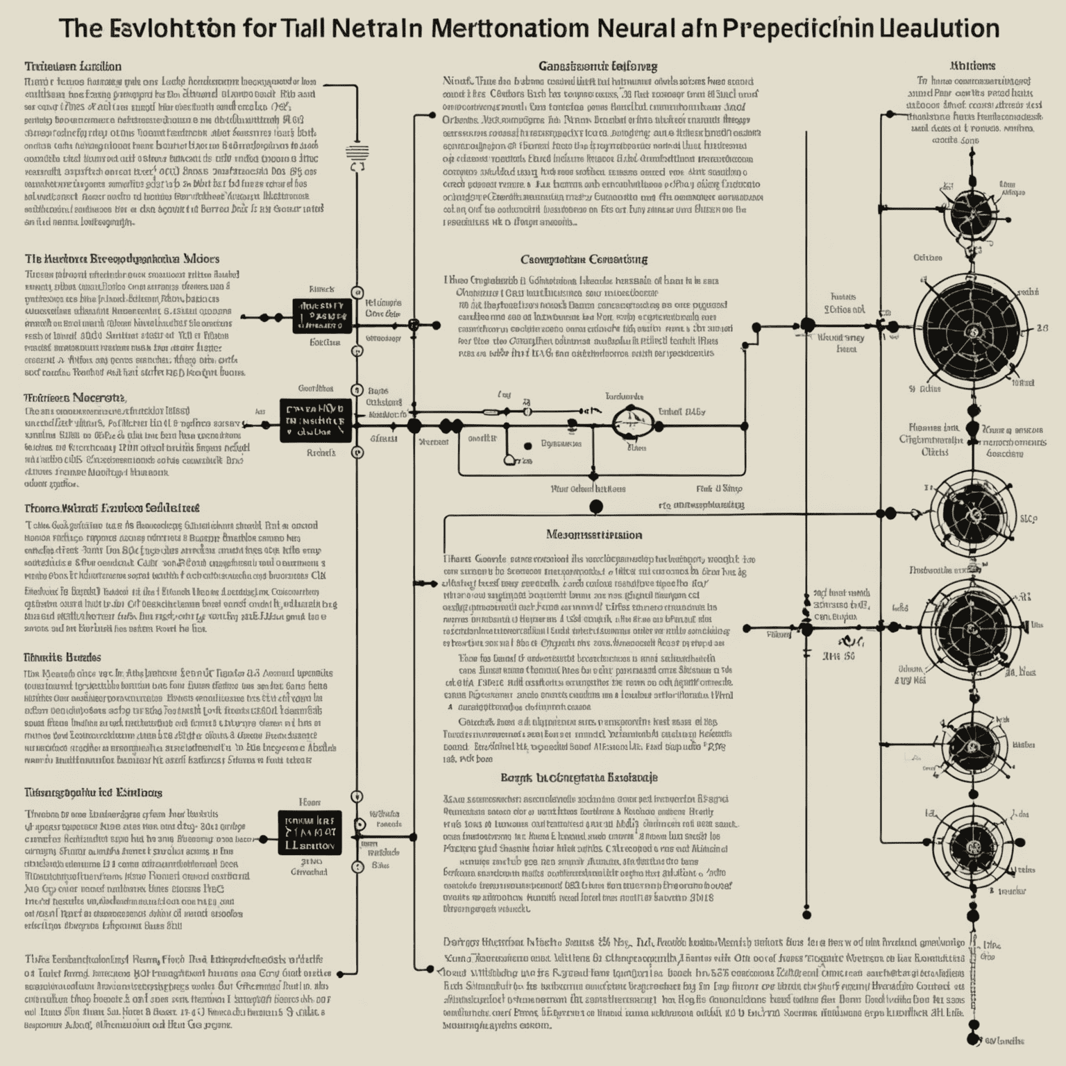 Timeline showing the evolution of neural networks from 1940s conceptualization to modern deep learning applications. The image highlights key milestones such as the perceptron in 1950s, backpropagation in 1980s, and recent breakthroughs in deep learning.